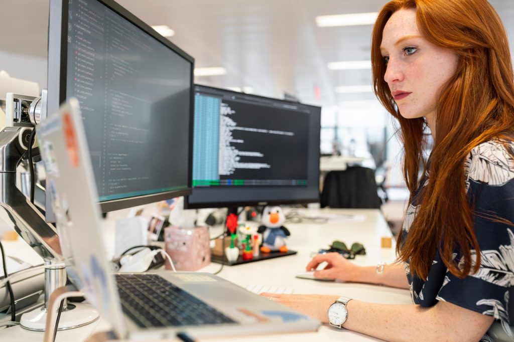 Woman working at a desk